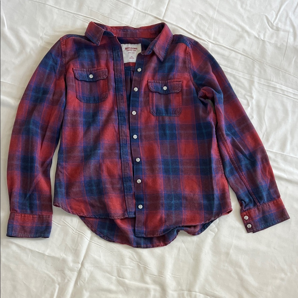 Mossimo Supply Co. Red and Blue Plaid Button Down Shirt